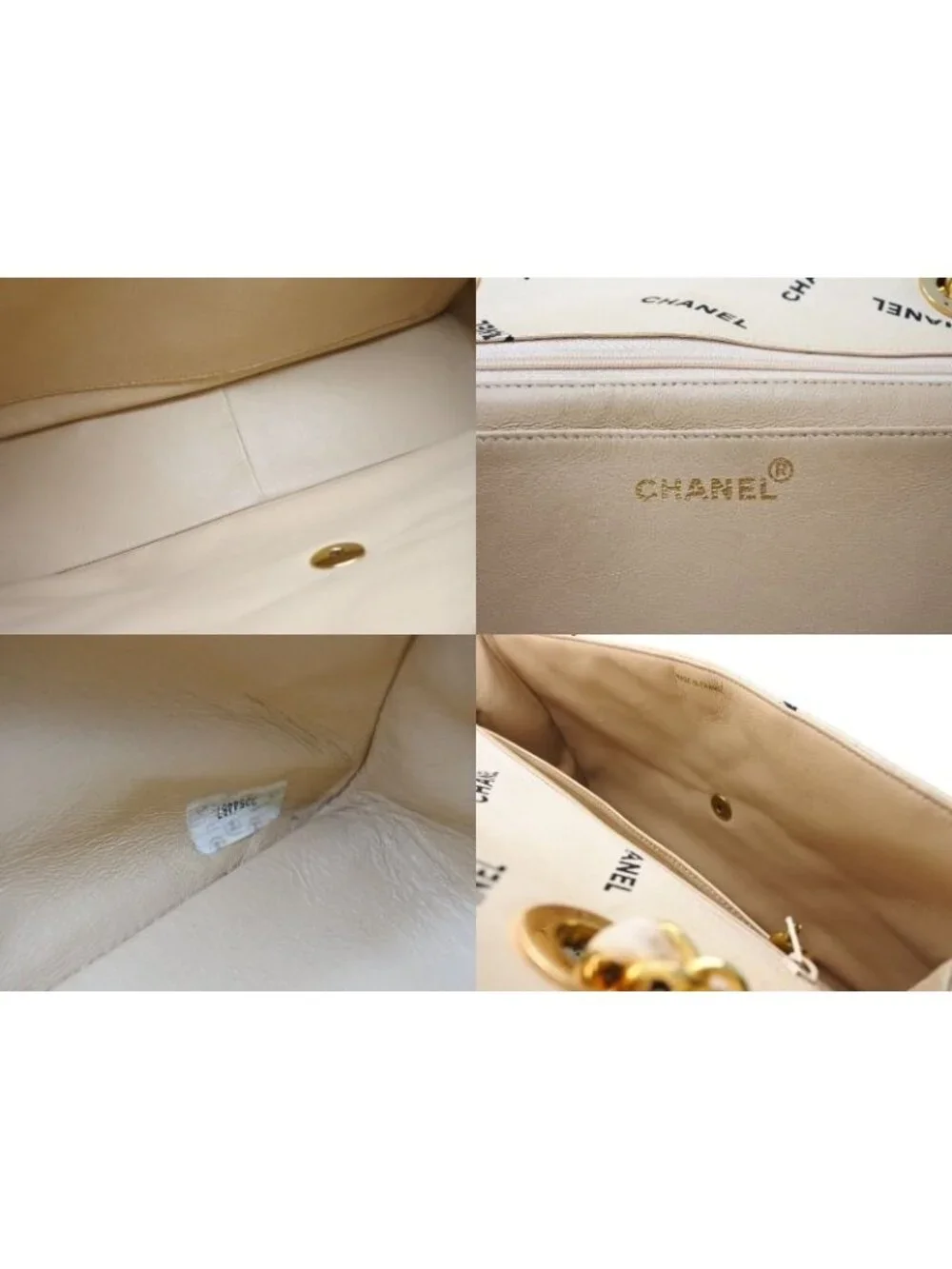 Chanel Maxi Quilted 34 S Flap Chain Shoulder Bag CC Logo Canvas Gold